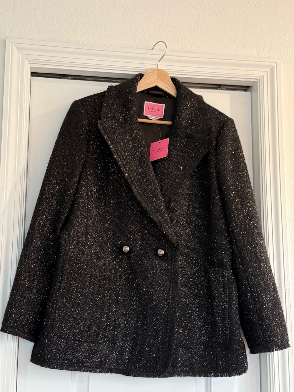 kate spade Black Sparkle Double-Breasted Blazer Jacket